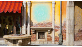 パラッツォ・カナルの壁に描かれた“新キャラクター”のアウトライン