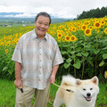『星守る犬』に主演する西田敏行と犬のハッピーを演じる秋田犬（オス／2歳）