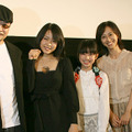 『子猫の涙』（左から）森岡利行監督、黒川芽以、藤本七海、紺野まひる、主題歌を担当したRie fu