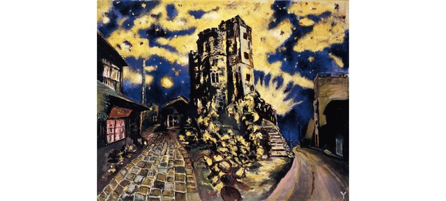 横尾忠則「DNF: 暗夜光路 眠れない街」 2001 年／カンヴァスにアクリル絵具／182 x 227.5 cm