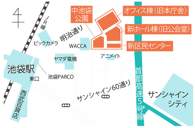 「Hareza（ハレザ）池袋」エリアは上図赤枠線