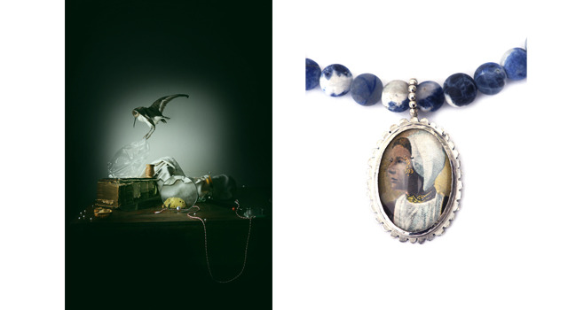 左：Digital print Pearls before sheep Louise te Poele 右：Oblivion Necklace Malou Paul