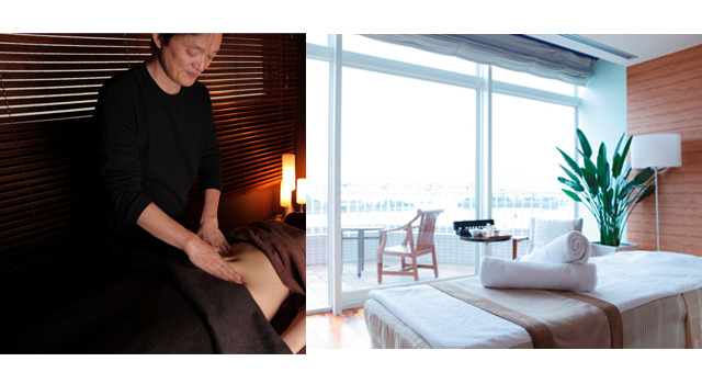 ホテル日航東京「SPA然　TOKYO」にて実施される、大内雅弘氏による「チネイザン（氣内臓セラピー）」。