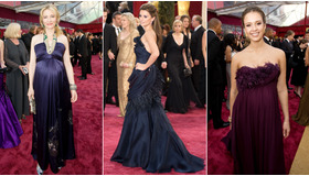 シックなパープルやネイビーのドレスで登場　ケイト・ブランシェット（左）、ペネロピ・クルス（中央）、ジェシカ・アルバ（右） Richard Harbaugh、Armando Flores / -(C) A.M.P.A.S.