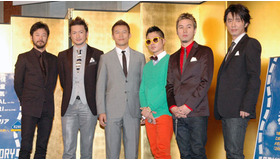 『R246 STORY』製作発表記者会見に出席した“監督たち”。左から浅野忠信、中村獅童、須藤元気、VERBAL、ILMARI、ユースケ・サンタマリア。