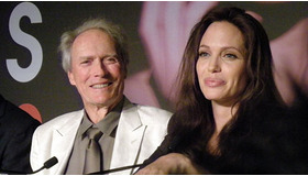 『Changeling (原題)』公式記者会見に出席したクリント・イーストウッドとアンジェリーナ・ジョリー。 photo：Ayako Ishizu