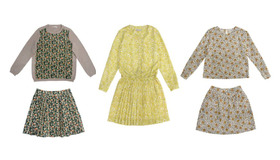 ポール＆ジョー シスター 2014年秋冬フラワーコレクション。左から、ニット 20,520円、スカート 20,520円、中央 ワンピース 31,320円、右 ブラウス 24,840円、スカート 20,520円。