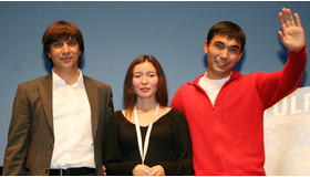 『トルパン』ティーチインにて（左から）セルゲイ・ドヴォルツェヴォイ監督、サマル・エスリャーモヴァ、アスハット・クチンチレコフ