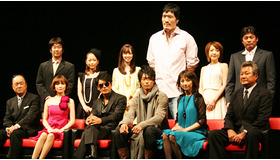 『特命係長 只野仁　最後の劇場版』完成披露プレミア（前列左より）田山涼成、三浦理恵子、高橋克典、永井大、櫻井淳子、梅宮辰夫（後列左より）植田尚監督、椎名法子、秋山莉奈、チェ・ホンマン、西川史子、赤井英和