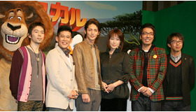 『マダガスカル2』記者会見にて（左から）岡田義徳、柳沢慎吾、玉木宏、高島礼子、おぎやはぎ（小木博明、矢作兼）