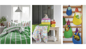 イケア2015年新製品が登場。左から、「トゥーヴブレッカ 掛け布団カバー&枕カバー」1,999円、「ロッネルン バスタオル」999円、「スティッカート バスケット2点セット」999円