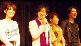 『鎧 サムライゾンビ』初日舞台挨拶（左から）中島愛里、植田浩望、夏目ナナ、北村龍平