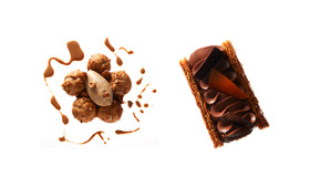 「ピエール・エルメ・パリ」左から、デリス エ デリール、ミルフィーユ（プレニチュード）