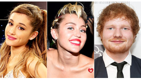 アリアナ・グランデ＆マイリー・サイラス＆エド・シーラン-(C)Getty Images