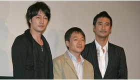 「カインとアベル」来日舞台挨拶（左から）ソ・ジソブ、キム・ヒョンシク監督、シン・ヒョンジュン