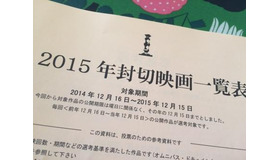 日本アカデミー賞投票用の今年公開された全ての映画（成人映画除く）が載っているリスト。これが便利なんです。