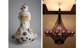 「ＵＦＯ鍋」植葉香澄、奈良美智、中田英寿 2010年 茨城県陶芸美術館蔵 / 「Infinite Shadow」中臣一、森田恭通、中田英寿 2013年 青木信明蔵