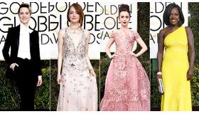 エマ・ストーン＆ヴィオラ・デイヴィス＆リリー・コリンズ＆エヴァン・レイチェル・ウッド／第74回ゴールデン・グローブ賞授賞式のレッドカーペット-(C)Getty Images