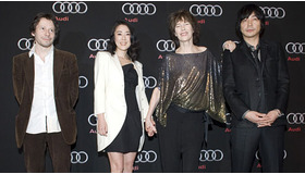 「Audi Forum Tokyo」にて（左から）マチュー・アマルリック、寺島しのぶ、ジェーン・バーキン、大森南朋