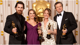 クリスチャン・ベイル、ナタリー・ポートマン、メリッサ・レオ、コリン・ファース -  Rick Salyer／(C) A.M.P.A.S.