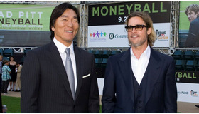『マネーボール』プレミア時の松井秀喜選手とブラッド・ピット