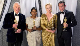 第84回アカデミー賞バックステージ（左から）クリストファー・プラマー、オクタヴィア・スペンサー、メリル・ストリープ、ジャン・デュジャルダン　Todd Wawrychuk / -(C) A.M.P.A.S.