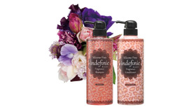 フレグランスシャンプー「インディフィニ」シャンプー 500mL 945円（税込）、コンディショナー 500mL 945円（税込）