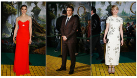 『オズ はじまりの戦い』ワールド・プレミア（左から、レイチェル・ワイズ＆ジェームズ・フランコ＆ミシェル・ウィリアムズ）