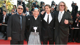 『トゥー・イーチ・ヒズ・オウン・シネマ（原題）』レッド・カーペットにて。左から、アッバス・キアロスタミ、北野武、ウォルター・サレス、ヴィム・ヴェンダース　photo：Kazuko Wakayama