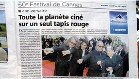 「ニース・マタン」紙に掲載された北野監督のちょんまげ！