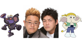 「サンドウィッチマン」伊達みきお（左）＆富澤たけし（右）／『それいけ！アンパンマン　とばせ！　希望のハンカチ』 -(C) やなせたかし／フレーベル館・TMS・NTV -(C) やなせたかし／アンパンマン製作委員会2013