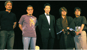 左から作家の平山夢明、中田秀夫監督、尾上菊之助、作家の京極夏彦、「幽」編集長の東雅夫と濃い面々が顔を揃えた