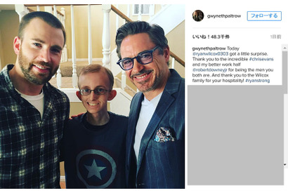 ロバート・ダウニーJr.＆クリス・エヴァンズら、闘病中のファンをサプライズ訪問 画像