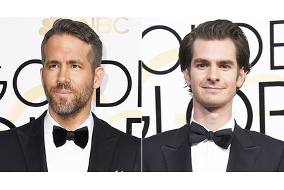 ライアン・レイノルズ＆アンドリュー・ガーフィルド、GG賞授賞式でアツいキス！ 画像