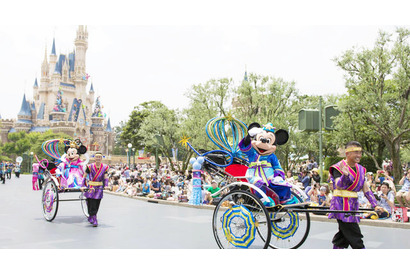 ディズニー恒例の七夕イベント始まる……和風衣装のミッキー＆ミニーが人力車で登場 画像