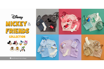ミッキー＆フレンズの巾着ポーチやロンTなど、カジュアルアイテム発売　イメージカラーで統一した全5型 画像