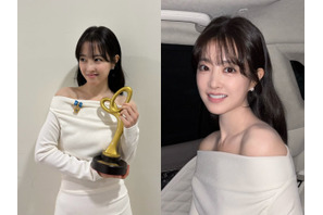 童顔女優パク・ボヨン、表彰式で放ったまばゆい美貌…「妖精ですか？」【PHOTO】 画像