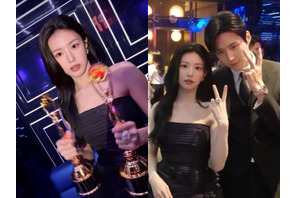 女優コ・ユンジョンが「青龍シリーズアワード」で“2冠達成”！両手にトロフィーで大はしゃぎ【PHOTO】