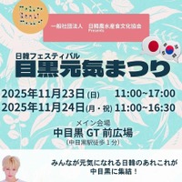 韓国の健康食をメインとした「日韓交流フェスティバル 目黒元気まつり」東京・中目黒にて11月23日、24日開催！ 画像