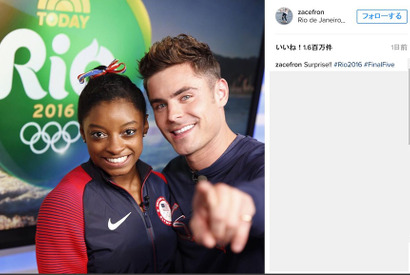 ザック・エフロン、リオ五輪で大活躍の体操女子金メダリストとご対面 画像