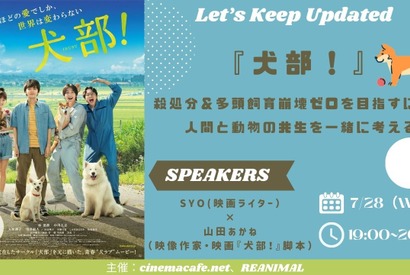 【7月28日実施】『犬部！』殺処分＆多頭飼育崩壊ゼロを目指すには？人間と動物の共生を一緒に考える SYO＆脚本・山田あかねが登壇 画像