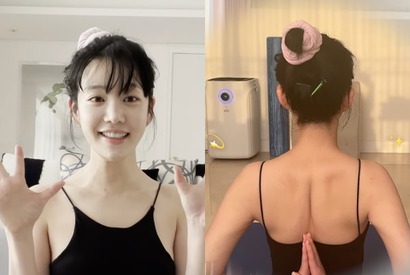 『チャングム』女優の娘イ・ユビ、寝起きでヨガ初体験！「背中がまっすくになった感じ」 画像