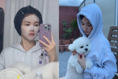 「こんな姿は初めて」女優ソン・ヘギョ、顔パック中の自撮り＆愛犬とのツーショットに大反響【PHOTO】 画像