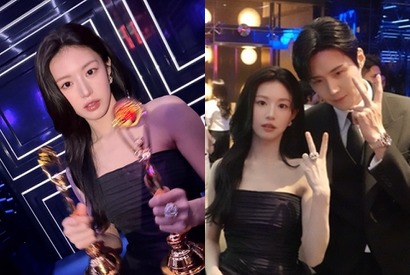 女優コ・ユンジョンが「青龍シリーズアワード」で“2冠達成”！両手にトロフィーで大はしゃぎ【PHOTO】 画像