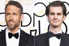 ライアン・レイノルズ＆アンドリュー・ガーフィルド、GG賞授賞式でアツいキス！ 画像