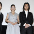 『Sweet Rain 死神の精度』初日舞台挨拶にて（左から）筧監督、小西真奈美、金城武、富司純子