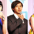 左から、門脇麦＆山崎賢人＆清水富美加／NHK連続テレビ小説「まれ」追加キャスト発表会見