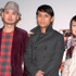 『40歳問題』完成披露舞台挨拶。（左から）浜崎貴司、大沢伸一、新田恵利。