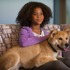 アニー（クワベンジャネ・ウォレス）＆愛犬サンディ／『ANNIE／アニー』　-(C)2014 Columbia Pictures Industries, Inc. and Village Roadshow FilmsNorth America Inc./Village Roadshow Films (BVI) Limited. All RightsReserved. Annie and related characters and elements: TM & c2014 TribuneContent Agency, LLC.