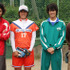 『ソフトボーイ』（左から）賀来賢人、上野由岐子、永山絢斗、豊島圭介監督